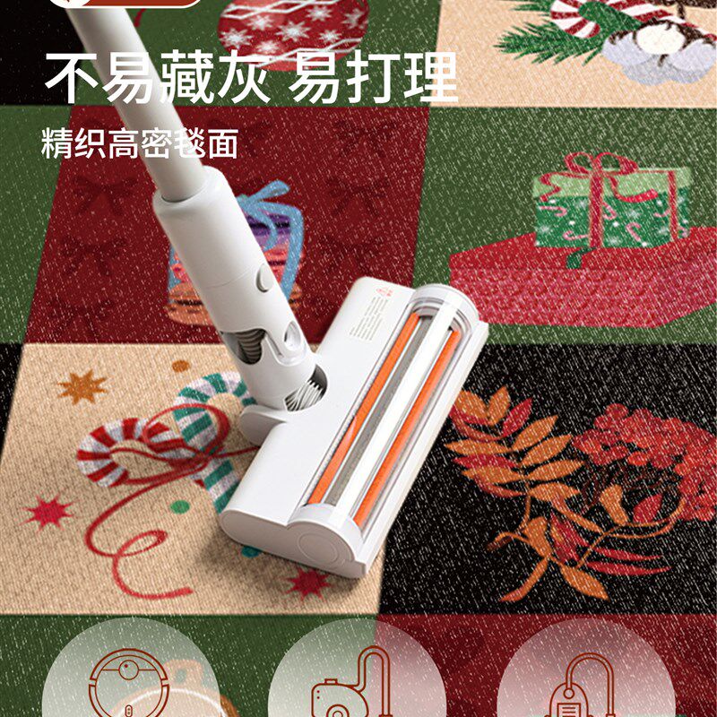 圆形圣诞地毯客厅圣诞节装饰圣诞树底垫红色卧室喜庆防滑地垫脚垫