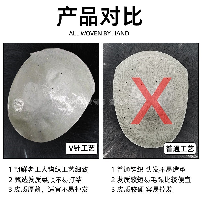 男士假发超薄生物头皮高档大背头秃头韩版帅气短发头顶真发补发片