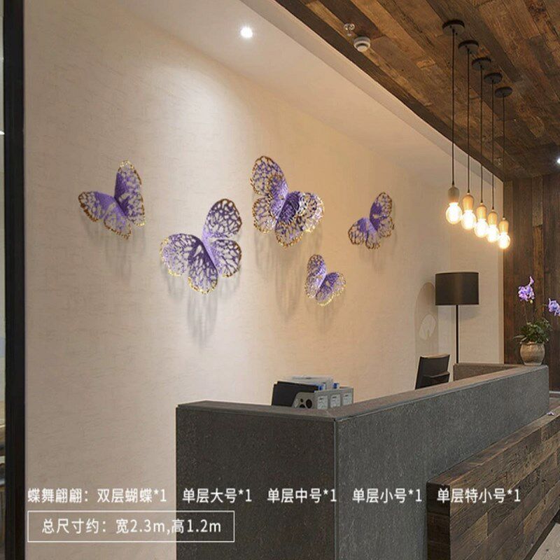 现代轻奢铁艺蝴蝶金属挂饰创意客厅卧室壁挂家装饰品墙面装饰挂件