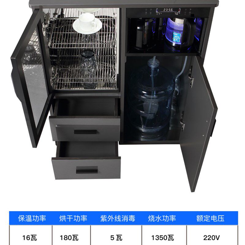 2023年新款智能实木茶吧机家用全自动饮水机餐边柜下置水桶消毒柜