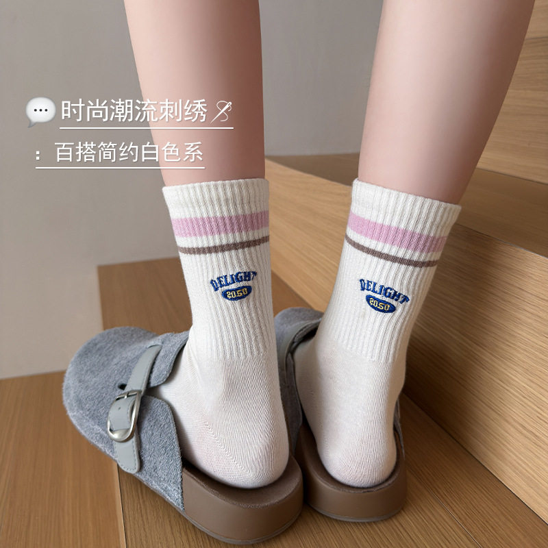 运动袜子女款春夏中筒袜防臭吸汗透气堆堆袜韩系学院风无骨棉袜