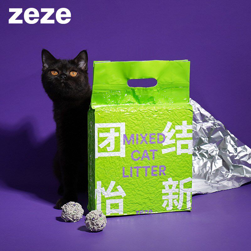 zeze活性炭混合猫砂除臭珠膨润土猫砂5kg原味豆腐猫砂除臭砂12L