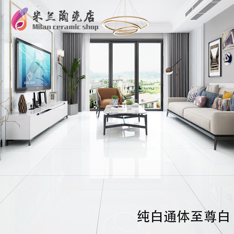 负离子通体纯白至尊白800x800地砖 简约客厅地板砖厨房卫生间墙砖