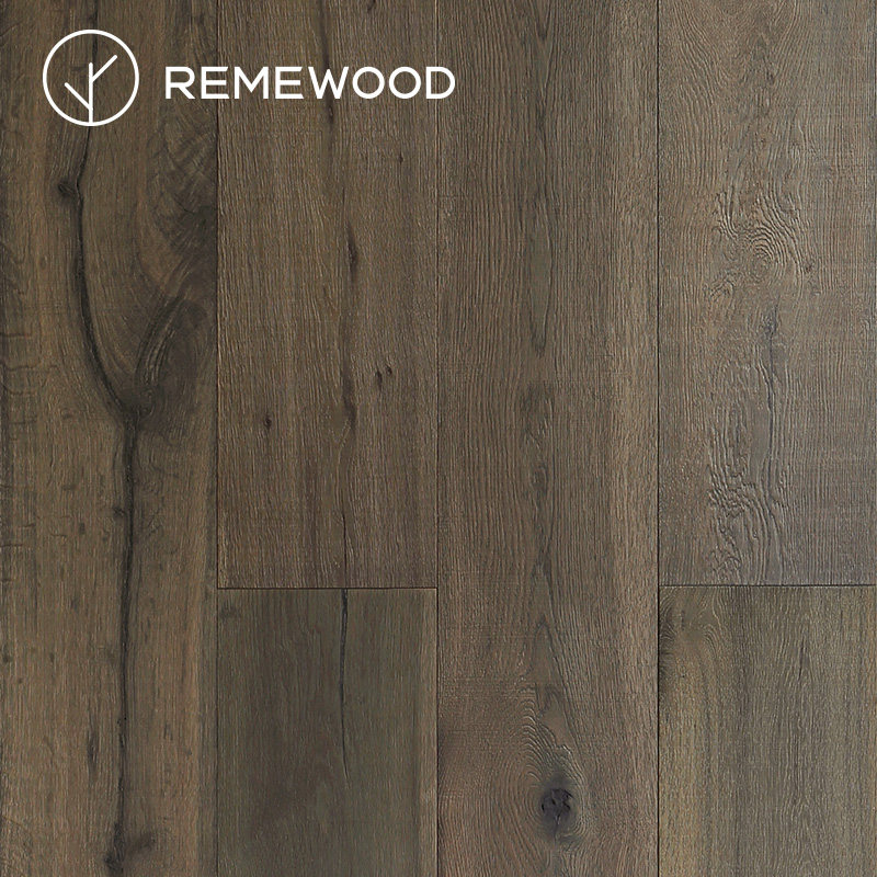 REMEWOOD深色橡木超长实木复合三层仿古地暖锁扣F4星环保地板15mm