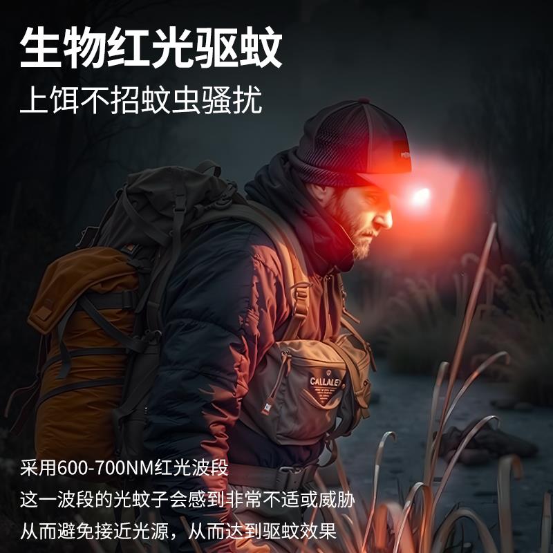 夜钓帽夹灯钓鱼专用头灯感应强光超亮充电头戴式超长续航夹帽檐灯