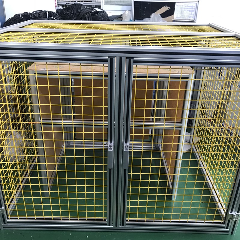 黄色烤漆防护网4040铝型材罩子铝型材镀锌网格防护罩散热防护罩