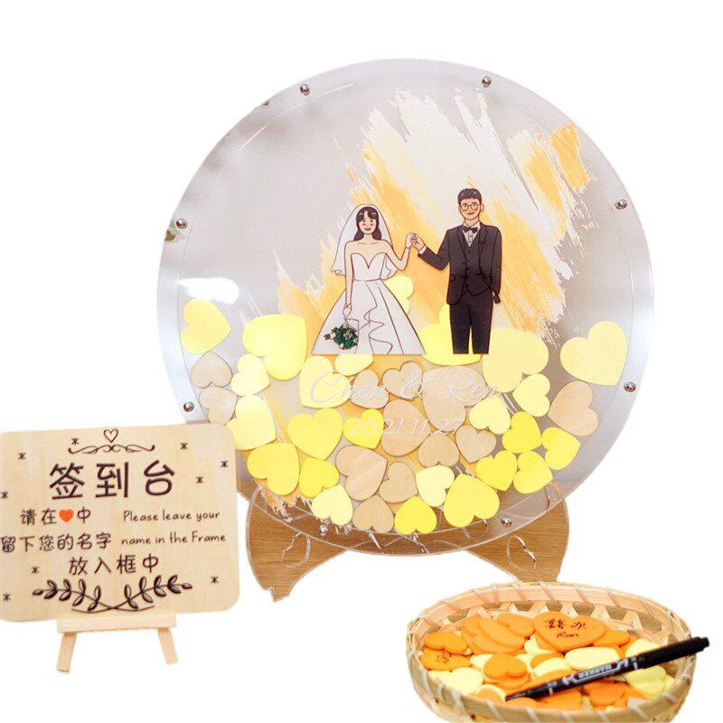 稻草兔兔婚礼签到相框签到板本册毕业季公司聚会生日晚会宾客创意