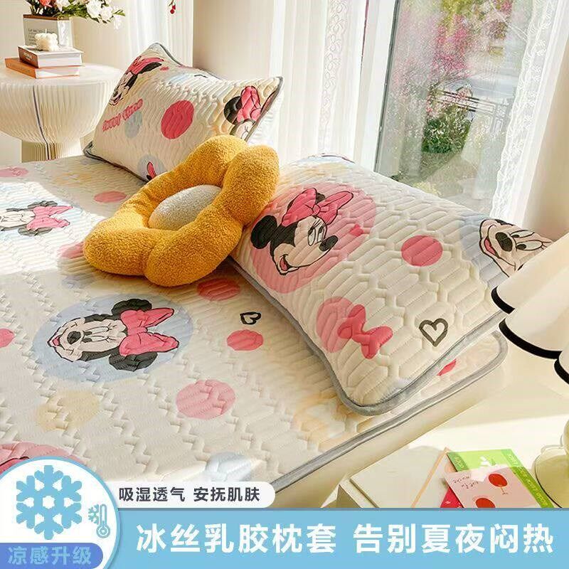 wq处理夏季凉感冰丝乳胶枕套一对装单人枕头套 家用枕芯套48x74cm