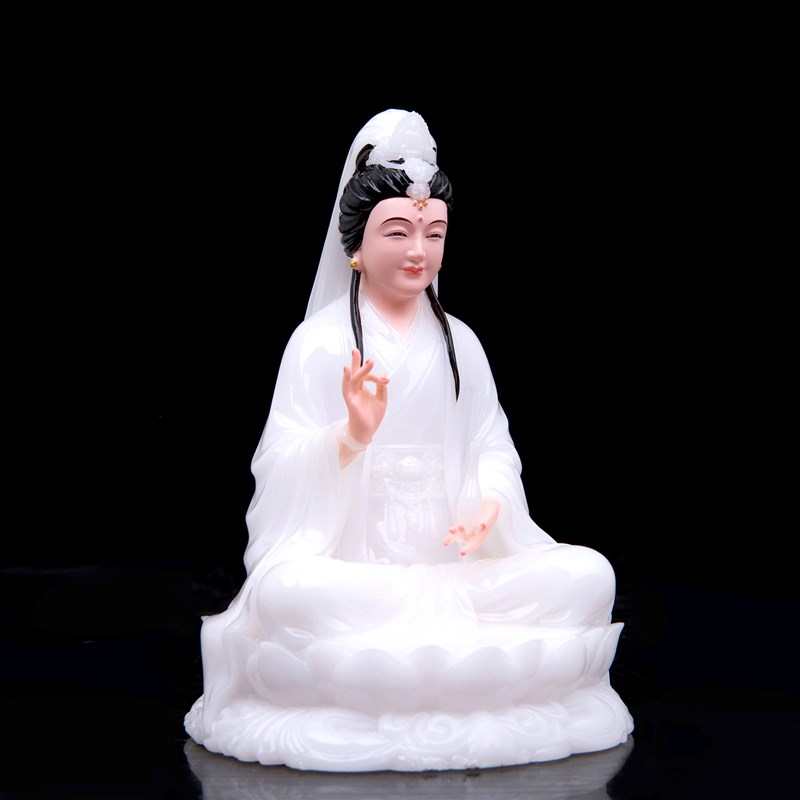 观音菩萨佛像汉白玉车载中控太小摆件坐莲南海观世音汽车装饰家用