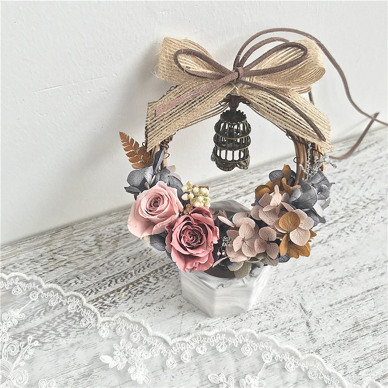永生花藤圈diy材料包母亲节520暖场花艺沙龙活动藤环车挂装饰品