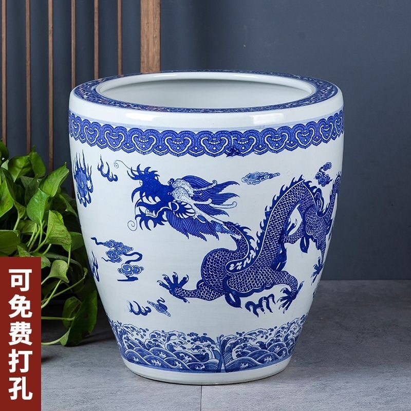 加高缸景德镇陶瓷鱼缸养金鱼缸碗莲花盆荷花缸乌龟缸大号书画水缸