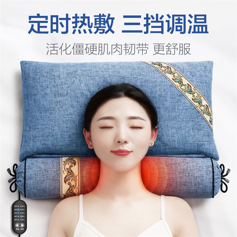 颈椎枕头专用荞麦皮圆柱护颈枕睡觉修复决明子加热硬糖果形助睡眠