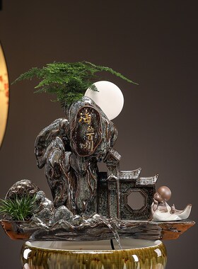 新中式古法养鱼缸配件陶瓷自动循环流水鱼盆鱼缸庭院造景装饰摆件
