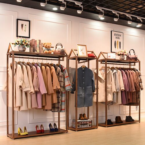 万坚 服装店展示架落地式男女装店货架陈列架衣服架子双层挂衣架