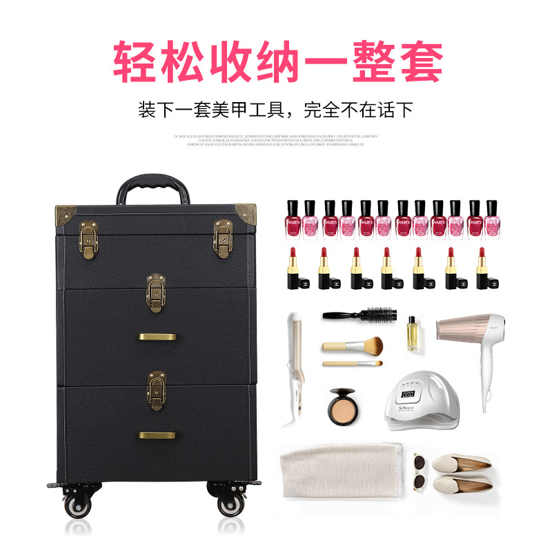 美甲箱专用化妆师拉杆箱大容量手提带锁多层半永久纹眉上门工具箱