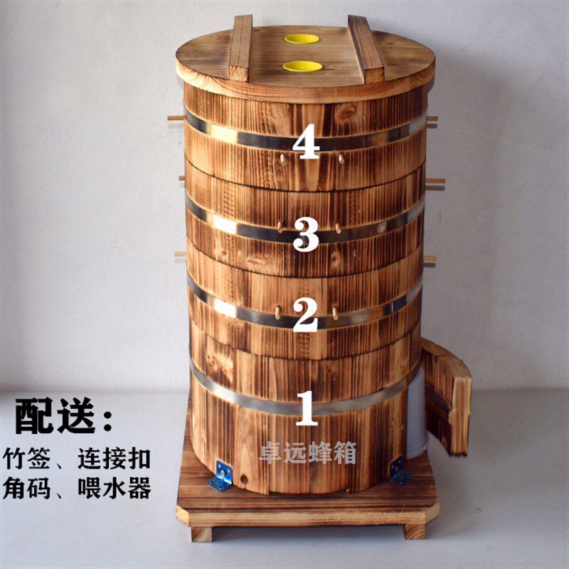 圆桶蜂箱土养格子蜂箱自然造脾土养中蜂无巢框招蜂桶诱蜂箱实木