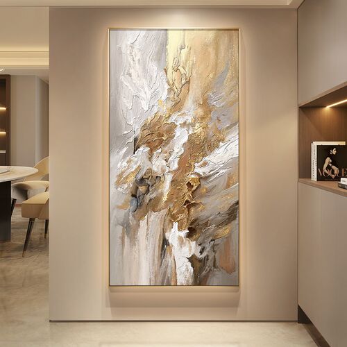 现代轻奢玄关装饰画星空抽象画高级感走廊过道挂画入户正对门壁画