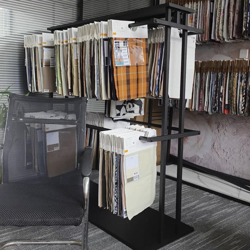 窗帘展示架样品吊卡架布料色卡展架落地式中岛家纺货架展厅陈列架