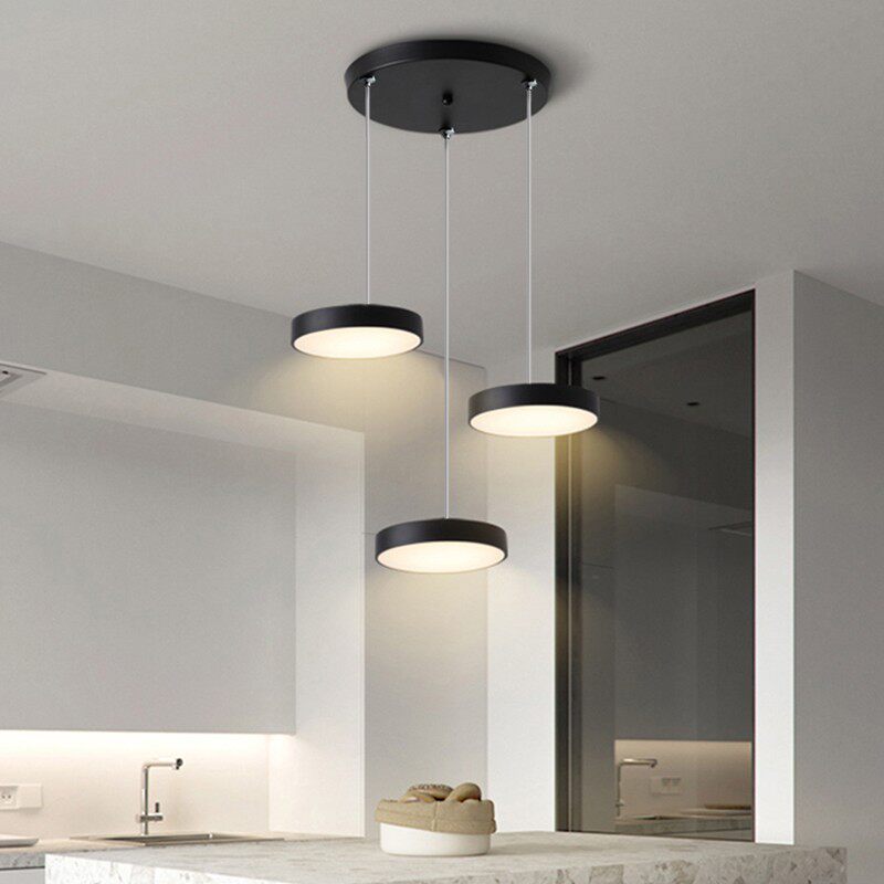 餐厅吊灯三头北欧现代简约创意led灯具家用圆盘直盘餐桌饭厅灯具