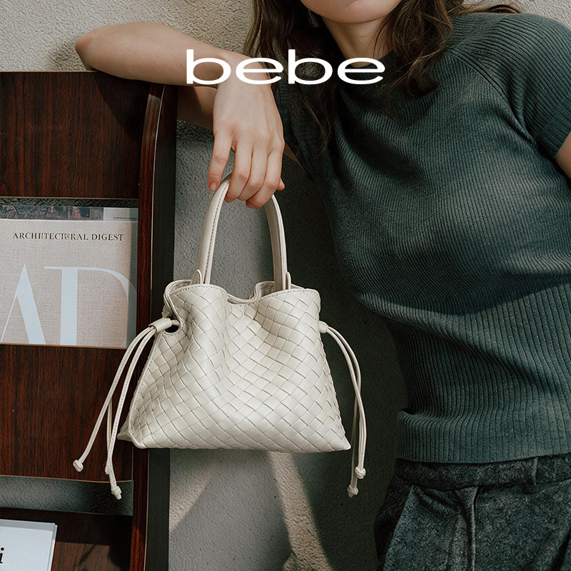 明星同款  bebe 牛皮手工编织云朵包女单肩斜挎包手提包图片