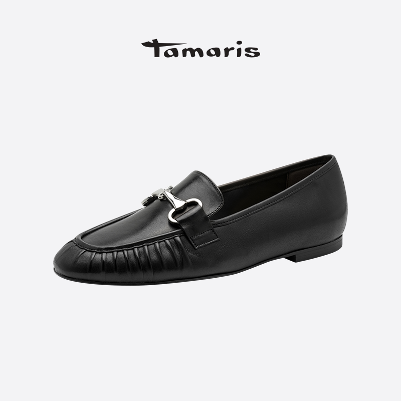 TAMARIS圆头羊皮通勤乐福鞋图片