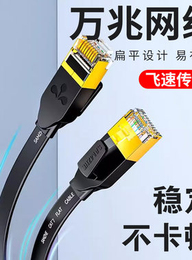 千兆网线家用宽带网络细薄扁平线cat6超六类7七8八万兆10米20成品