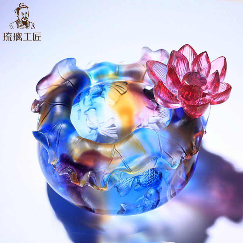 琉璃工艺品鱼缸聚宝盆摆件招财镇宅客厅家用玄关钥匙收纳轻奢高档