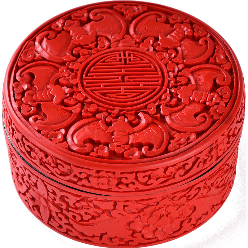 圣诞节中国风扬州漆器脱胎剔红雕漆小首饰糖果盒摆件礼物实用礼品