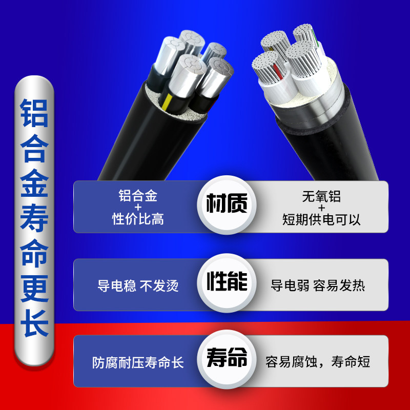 国标铝合金电缆线4 5芯35 50 70 95平方120三相四线五芯铝芯电缆