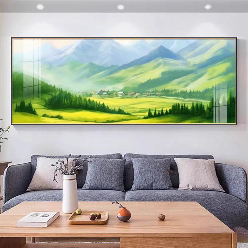 青山图客厅挂画沙发背景墙山水风景装饰画有山无水欧式靠山西墙画