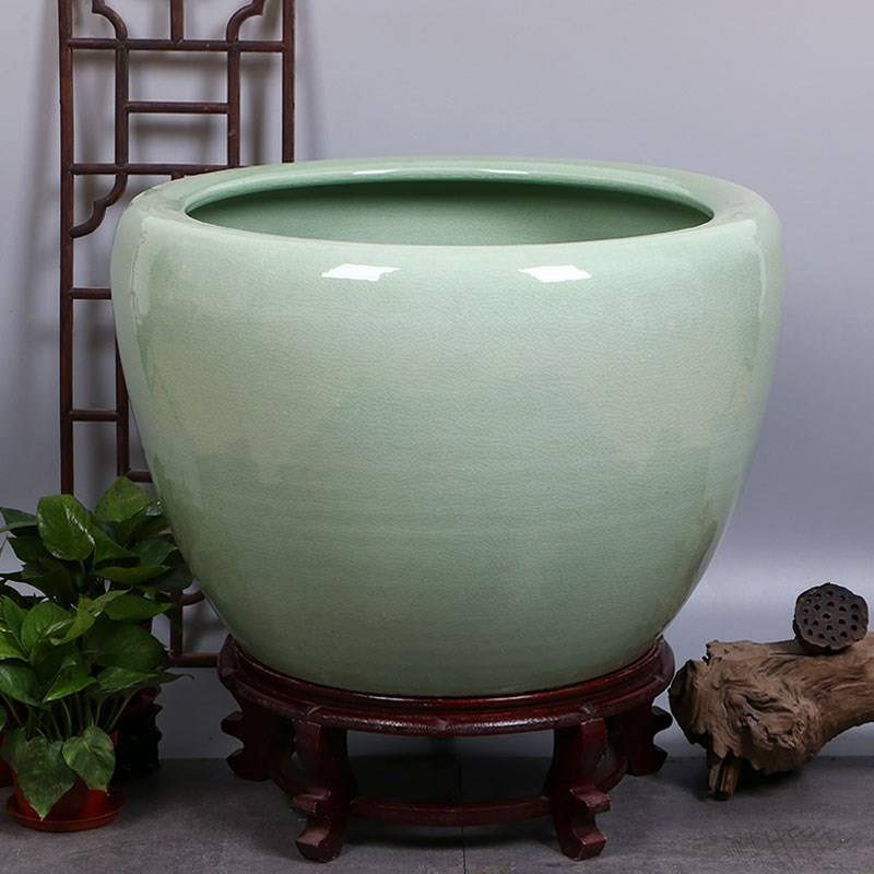 景德镇陶瓷裂纹釉鱼缸开片养金鱼缸乌龟缸睡莲盆荷花缸碗莲缸大号