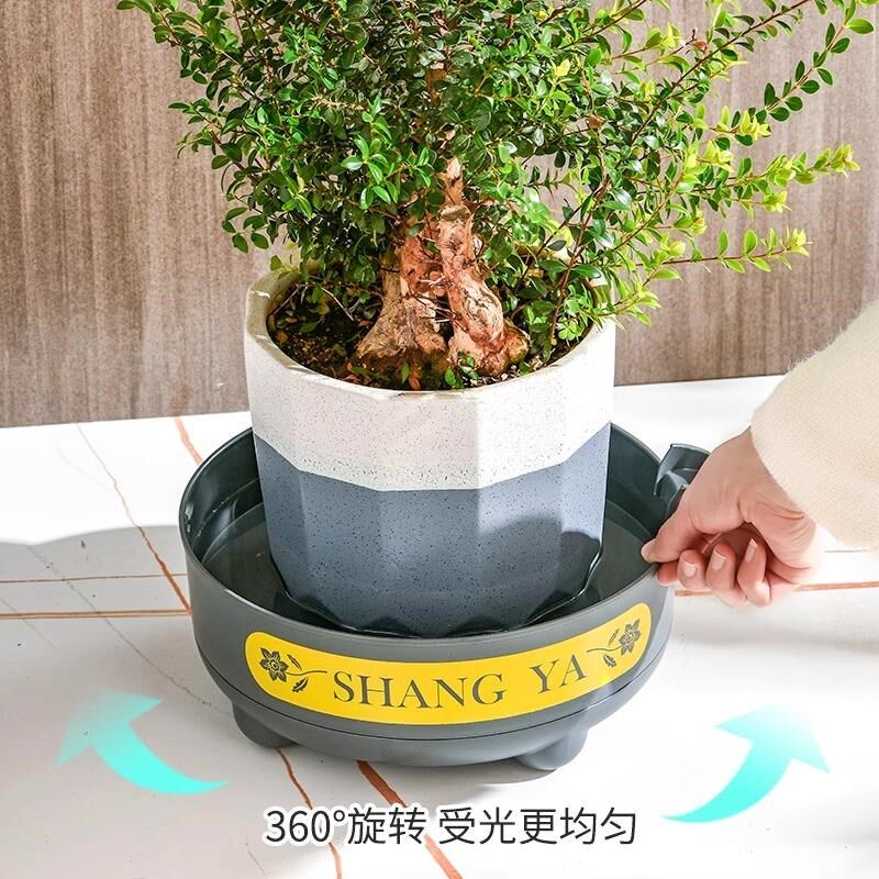 花盆底座旋转塑料圆形接水盘垫底花盘托架多肉植物增高储水底托盘