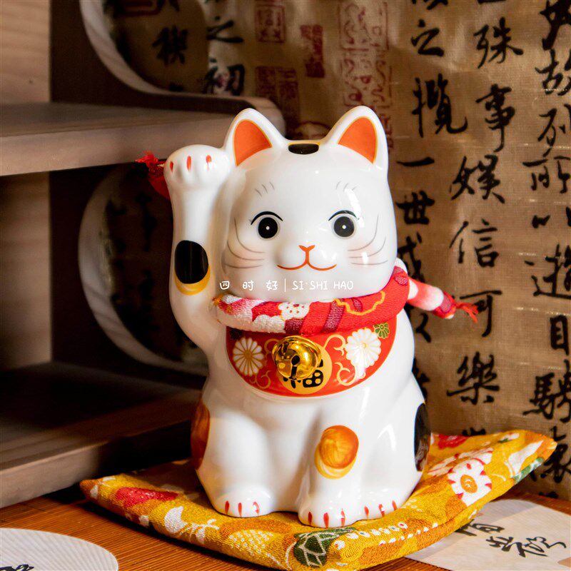 招财猫小号摆件开业家居客厅创意陶瓷摆件店铺收银台发财猫开业礼