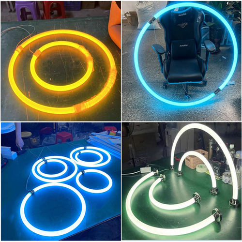 led360度发光烤弯圆管环形亚克力圆弧吊灯圆形弯管定制拼接造型