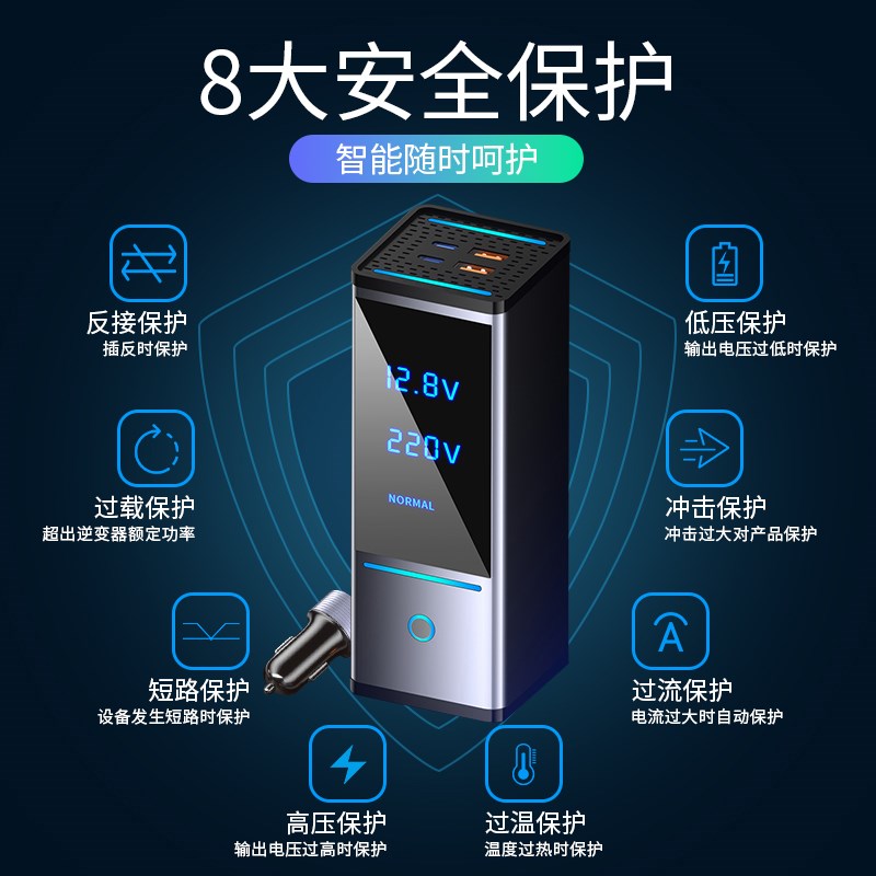 车载充电器12V24V转220V逆变转换器汽车交流电电源点烟器插头快充