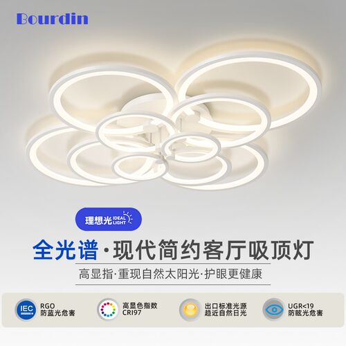 客厅灯具圆环现代简约大气智能护眼客厅灯卧室灯高亮吸顶灯客厅主