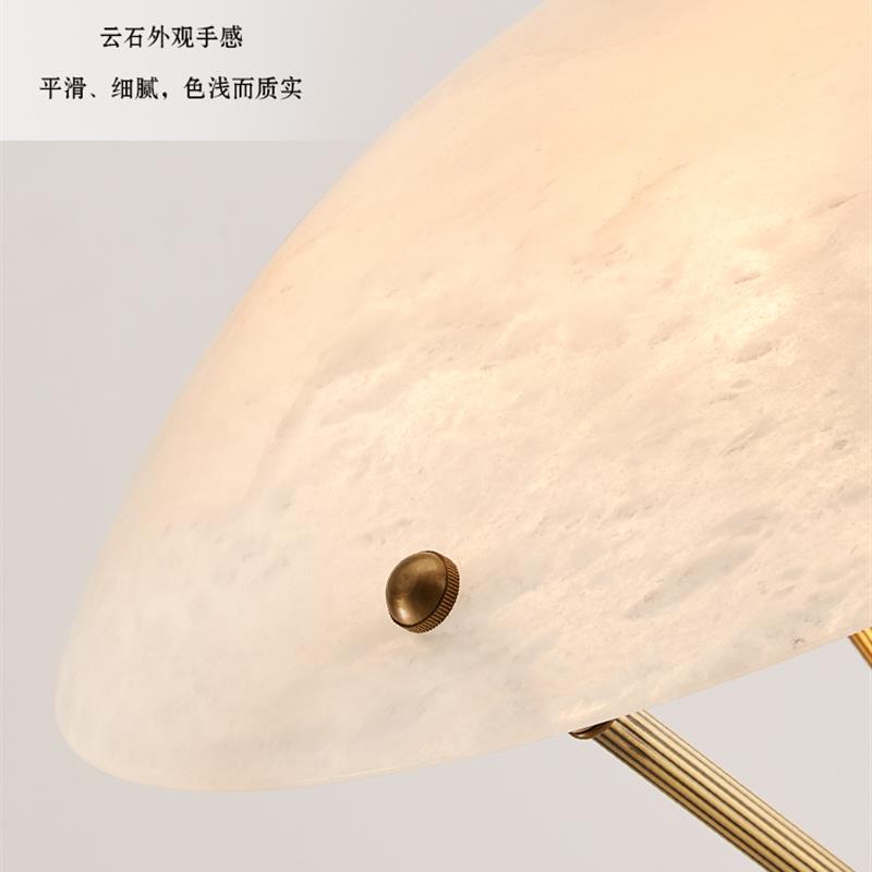 欧式吊灯天然云石全铜吊灯轻奢玄关过道门厅灯卧室饭厅圆形吸顶灯