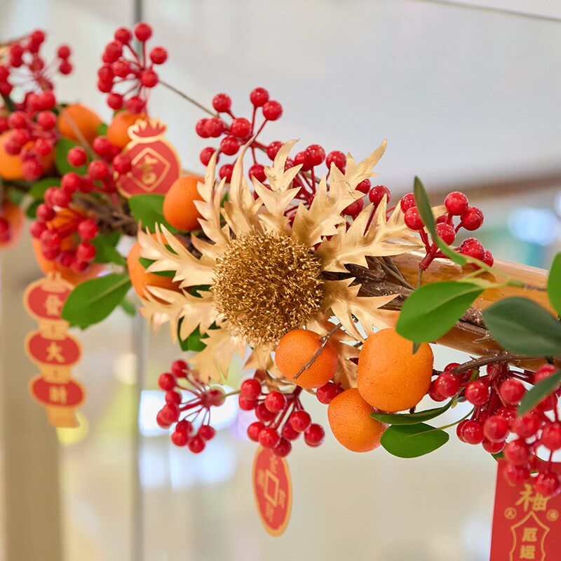 2026新年藤条装饰加密春节挂饰马年楼梯扶手挂件门头场景布置用品