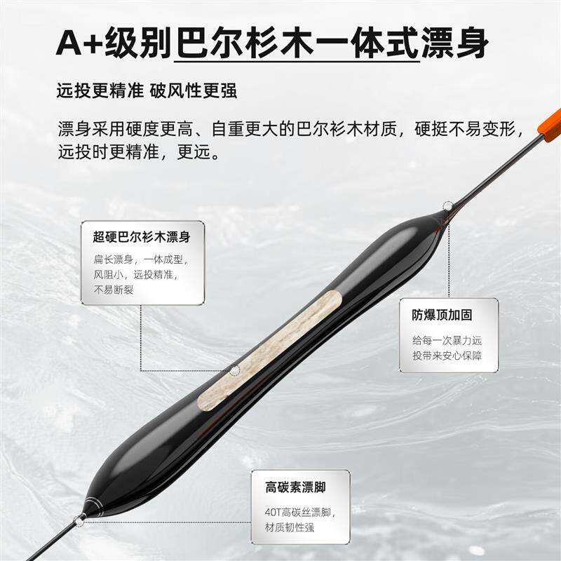 六鱼远投夜光漂滑漂矶竿矶钓高灵敏巴尔杉木7.0醒目加粗尾浮漂