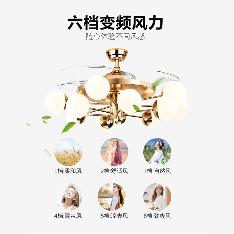 北欧风扇灯魔豆吊扇灯客厅餐厅商场带电风扇一体创意网红多头吊灯