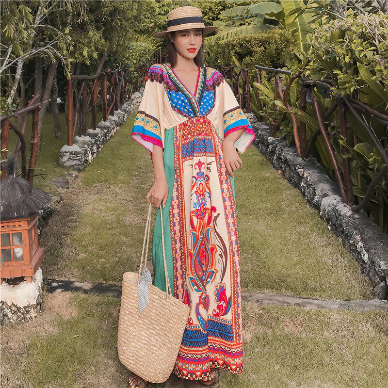 柬埔寨连衣裙青海西藏旅行女装云南丽江大理拍照裙子旅游长裙