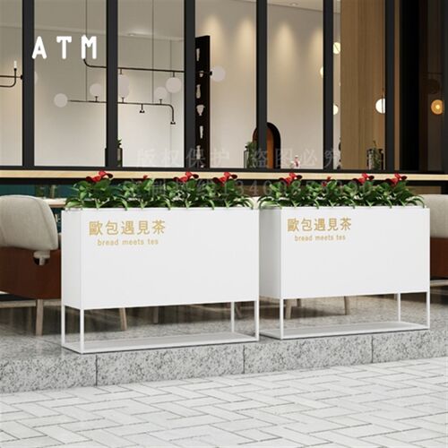 市政铁艺花箱样品屋展示中心花坛商业广场外摆围栏隔断花架镀锌板