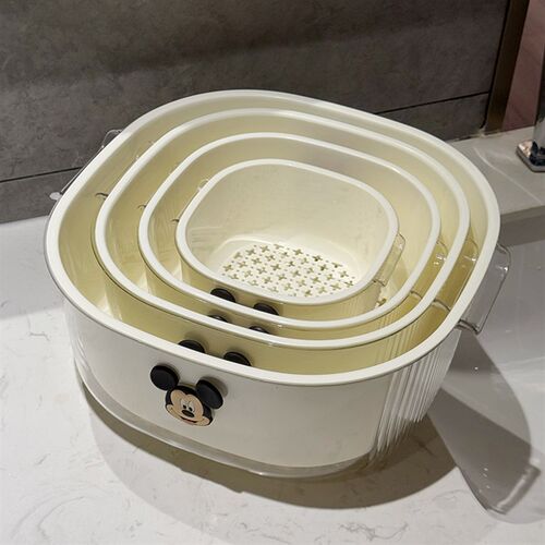 高颜值洗菜沥水篮家用洗水果盘蔬菜厨房双层加厚滤水篓盆洗菜篮子