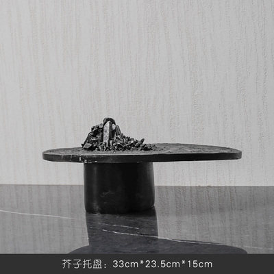 新中式波浪纹陶瓷花瓶摆件客厅样板房间桌面琉璃托盘茶具软装配饰
