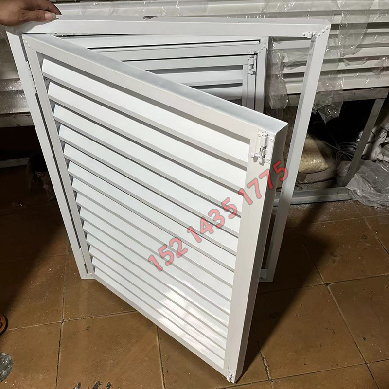 定制铝合金单开门百叶窗橱柜装饰双开门百叶室外出风防雨通风检修