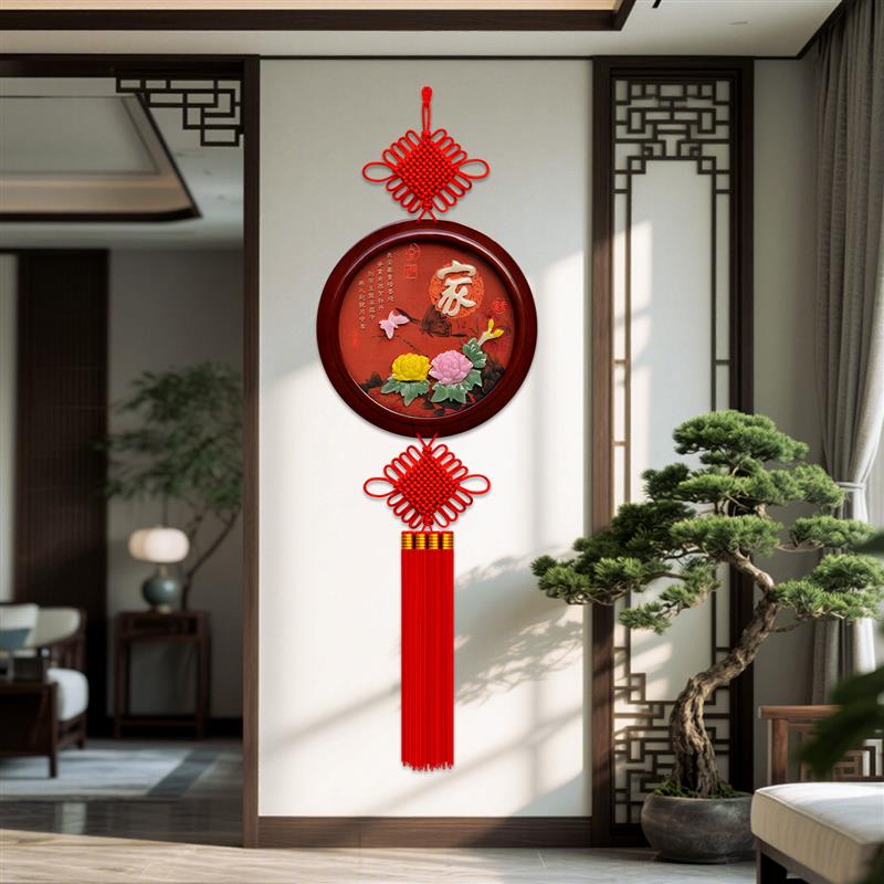 2026新款圆形玉雕中国结客厅大号福挂件入户门玄关背景墙新年装饰