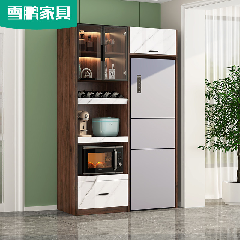 简约冰箱柜一体靠墙嵌入式餐厅餐边柜酒柜组合储物高柜子6g164