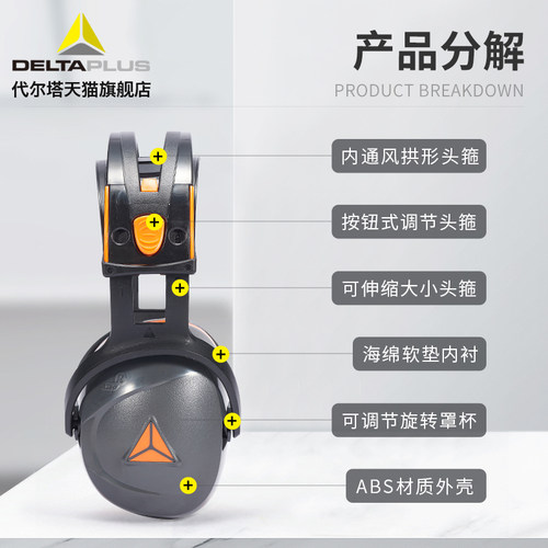 代尔塔隔音耳罩睡眠用专业防降噪音学习睡觉专用防吵神器静音耳机