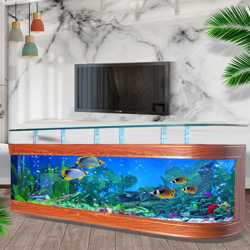 欧式电视柜生态金鱼缸定制家用客厅背景墙免换水族箱玻璃1米2静音