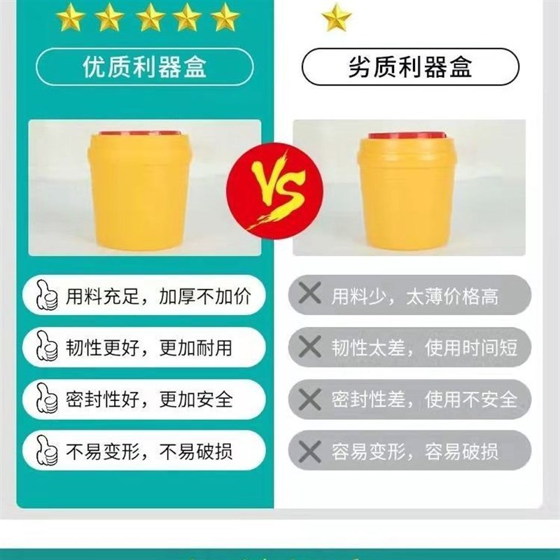 【工厂促销】医疗利器盒一次性锐器盒筒黄色废物圆形方形垃圾桶